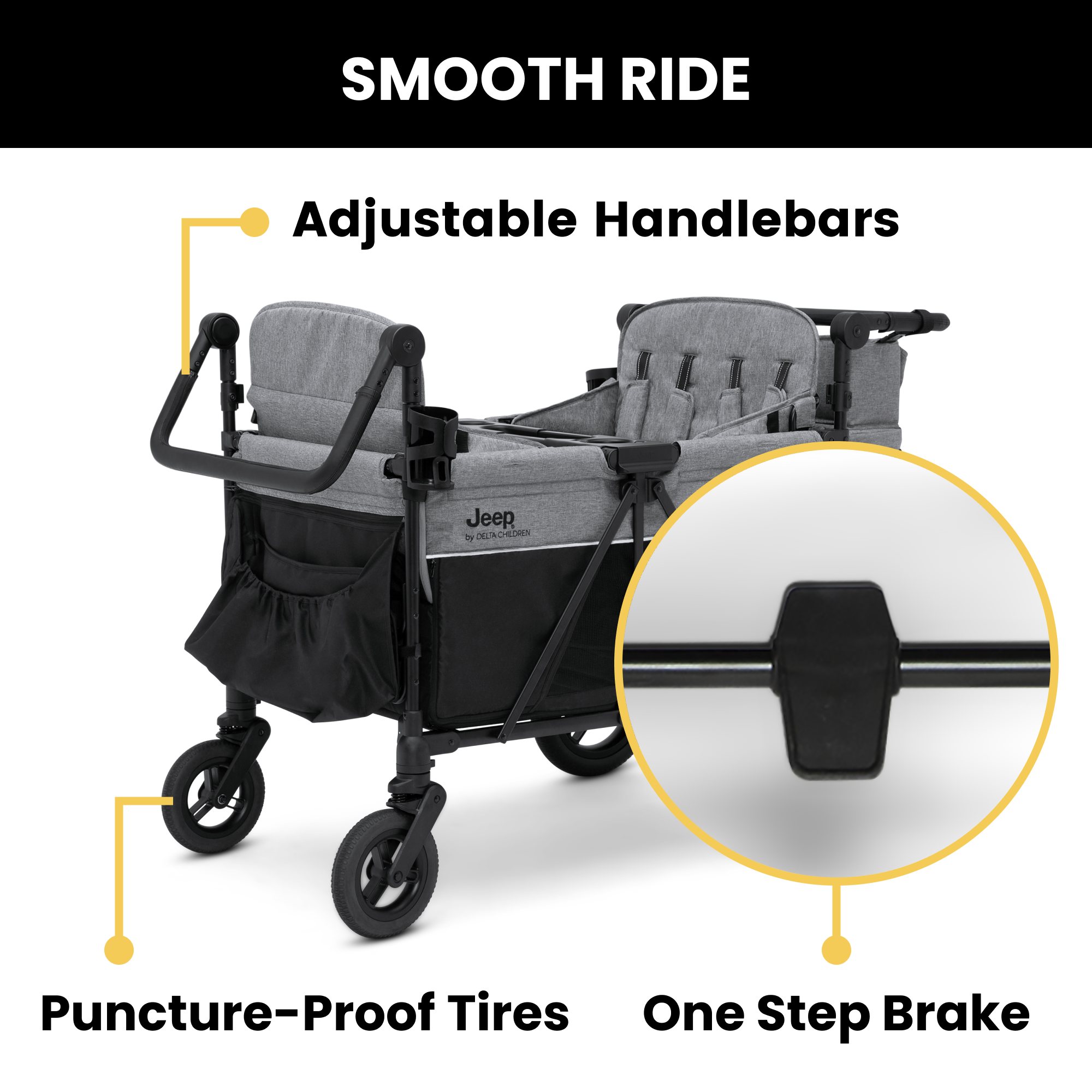 JEEP (Delta) グレー　ベビーカー Jeep® Unlimited Reversible Handle Stroller - Delta Children